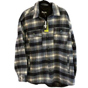 Bench Men's Black Blue White Plaid Shacket Size Large Outdoors Rugged Jacket NWT